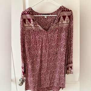 Billabong Burgundy Geometric Long Sleeve Dress